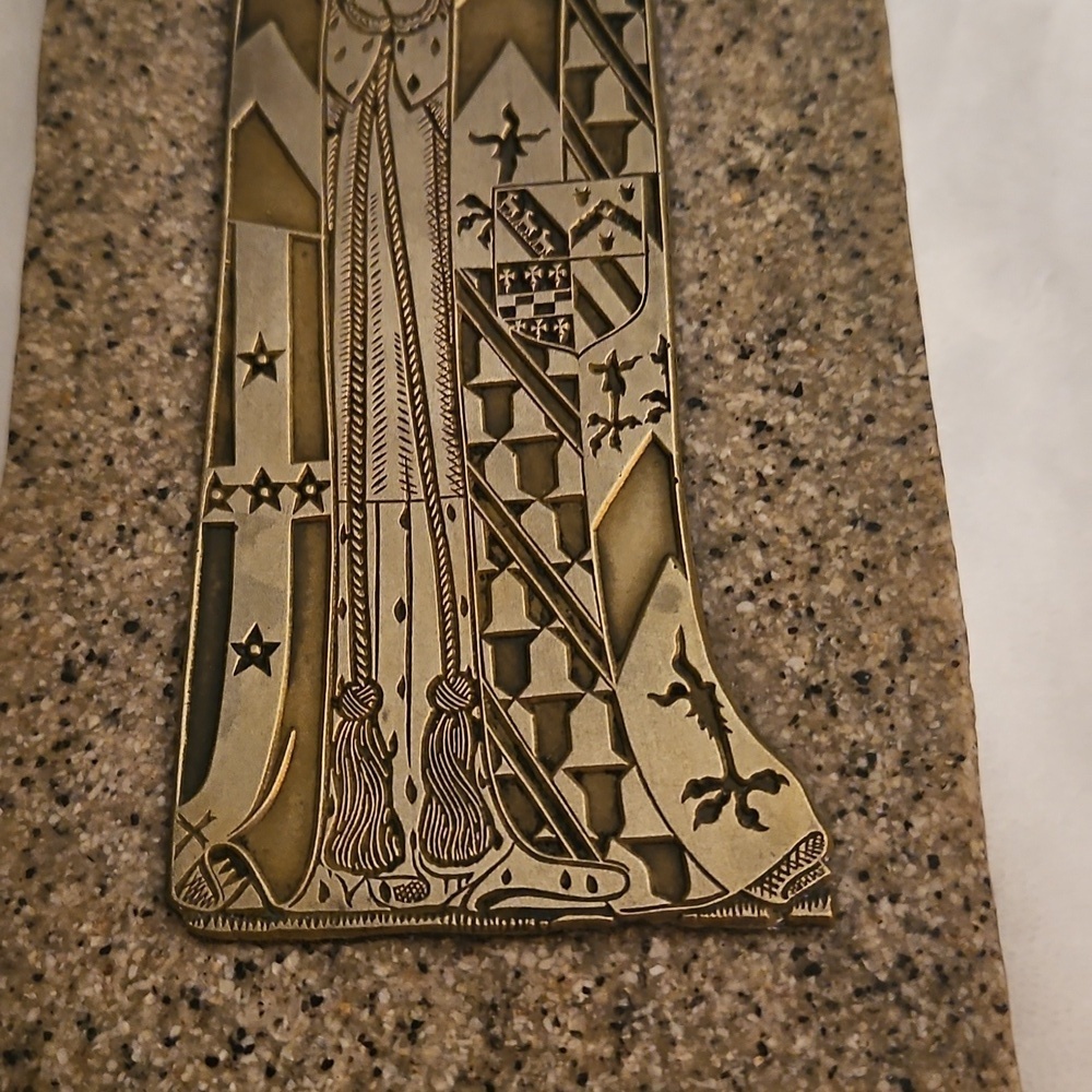 Vtg Lady Elizabeth Verney Monumental Brass Rubbing Etching Plate Plaque - Picture 4 of 6